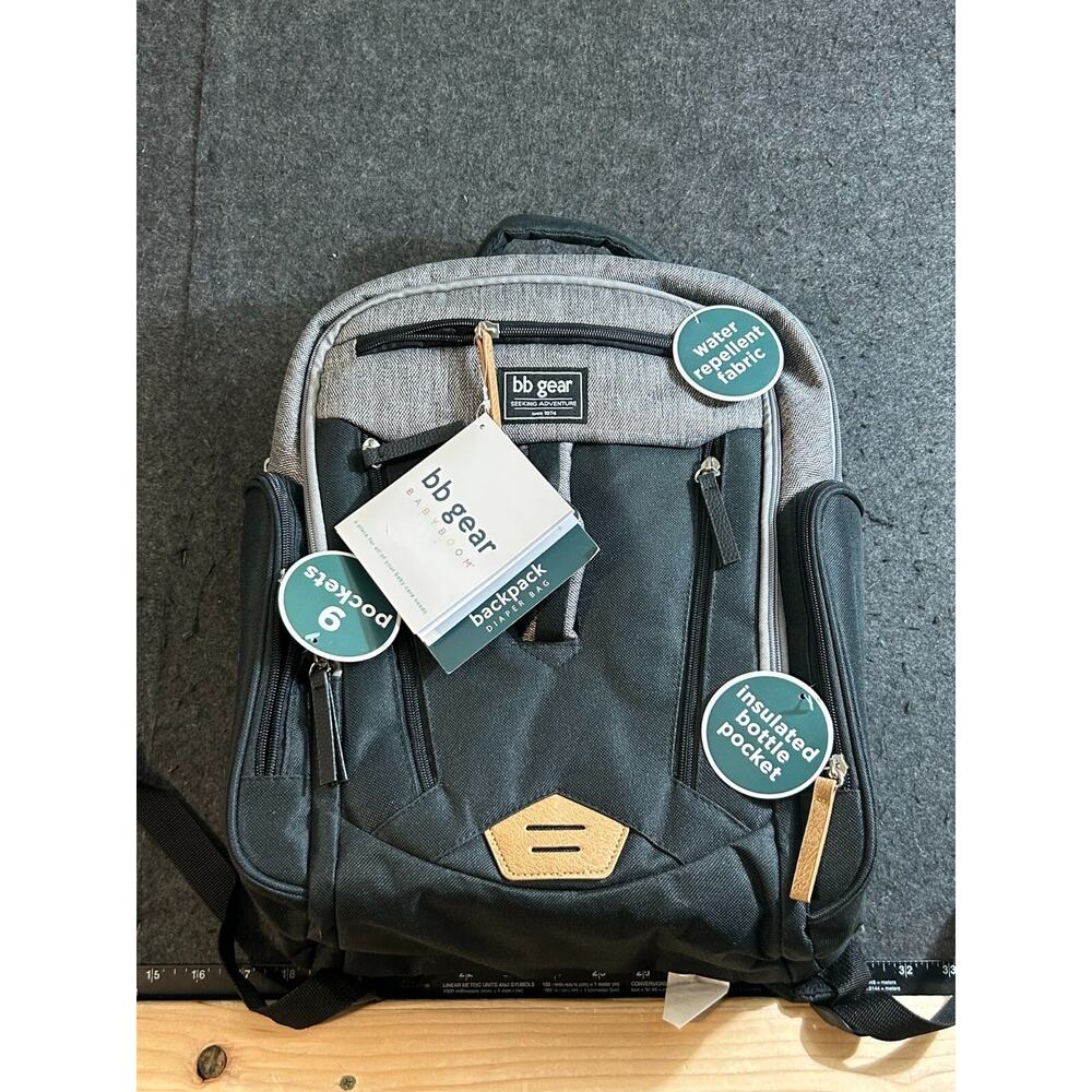 Baby‎ Boom BB Gear Backpack Diaper Bag Shoulder Strap 9 Pockets Heather Gray